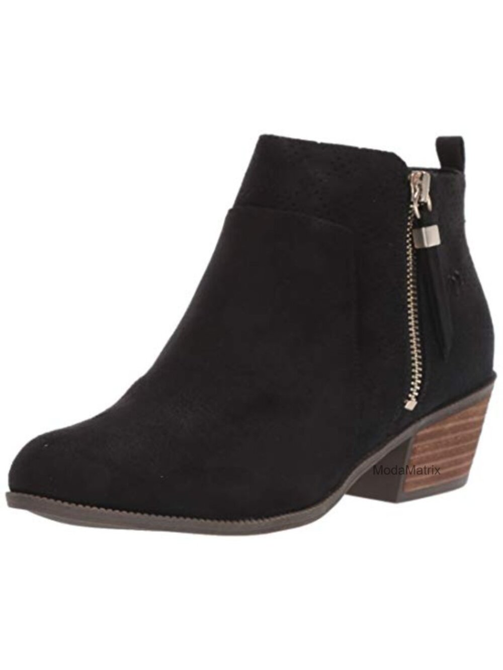 Womens Microfiber Ankle Bootie Almond Toe Block Heel Comfort